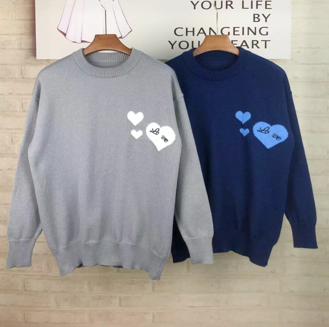 

Men's Plus Size Sweaters in autumn / winter 2023acquard knitting machine e Custom jnlarged detail crew neck cotton rd3RD3e, Blue