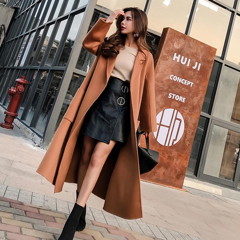 

Women's Trench Coats Autumn Winter Fashion Windbreaker Women's 2022 Korean Temperament Loose Jacket Female Long Wild Coat, Brown