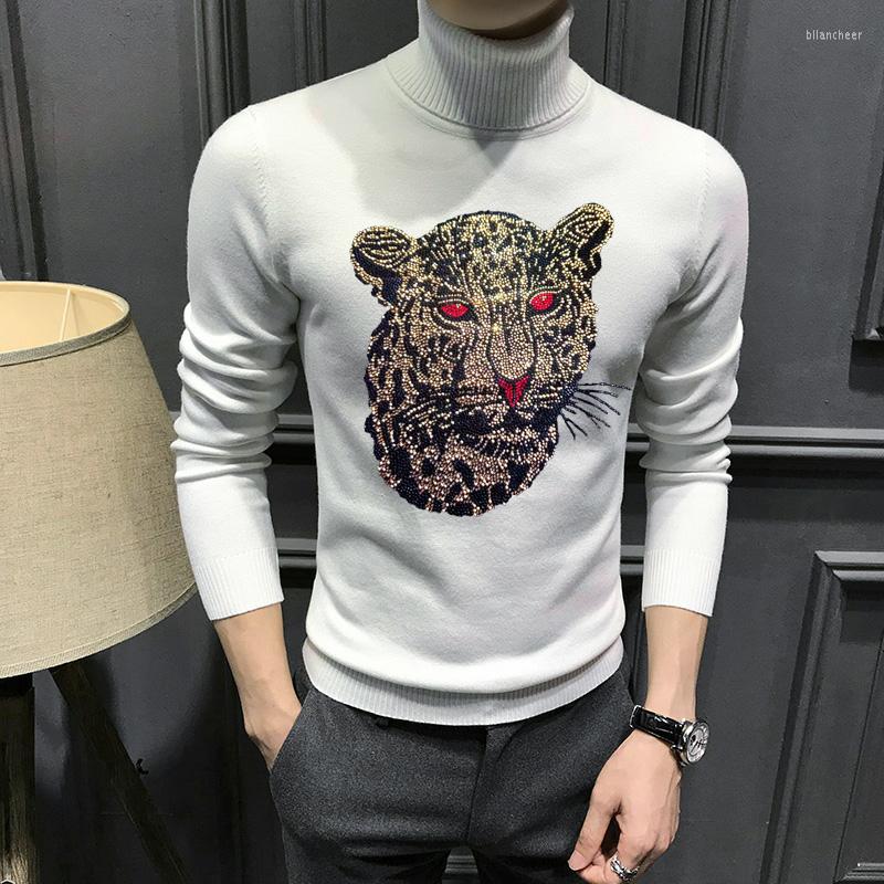

Men's Sweaters Korean Version Of Men's High-Quality Knitted Pullover Soft Tops Chic Diamond Streetwear Turtleneck Sweater, As shown asian size