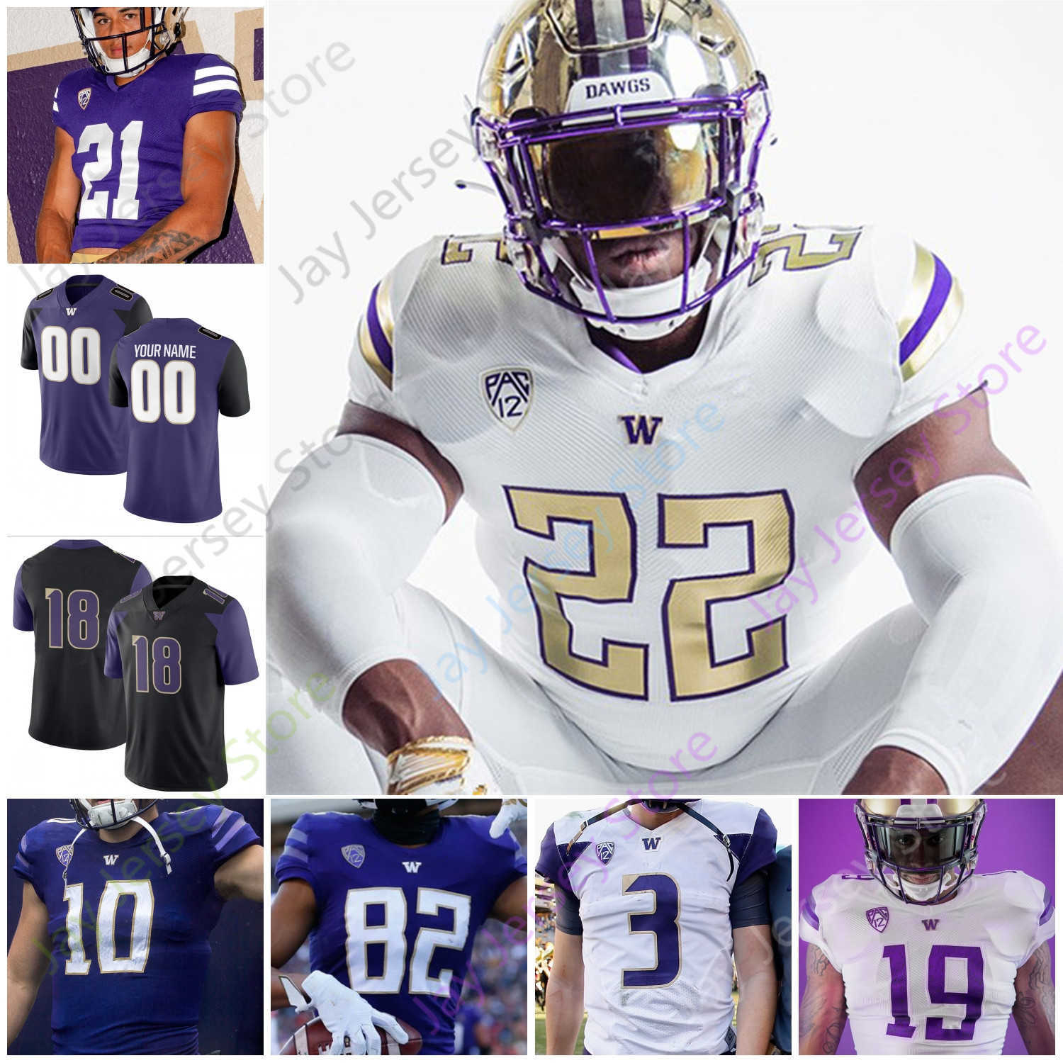 

Washington Huskies Football Jersey College Michael Penix Jr. Wayne Taulapapa Cameron Davis McMillan Polk Tuputala Trice Odunze Nixon Cook, Black