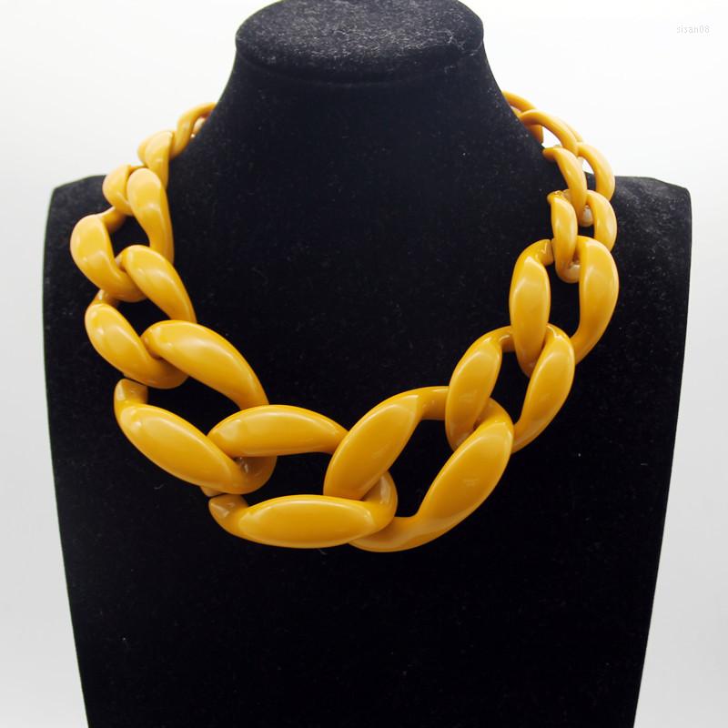 

Chains Fashion Vintage Acrylic Resin Yellow Necklace Lady Y2K Aesthetic Jewelry Accessories Girlfriend Valentine's Day Personality Gift
