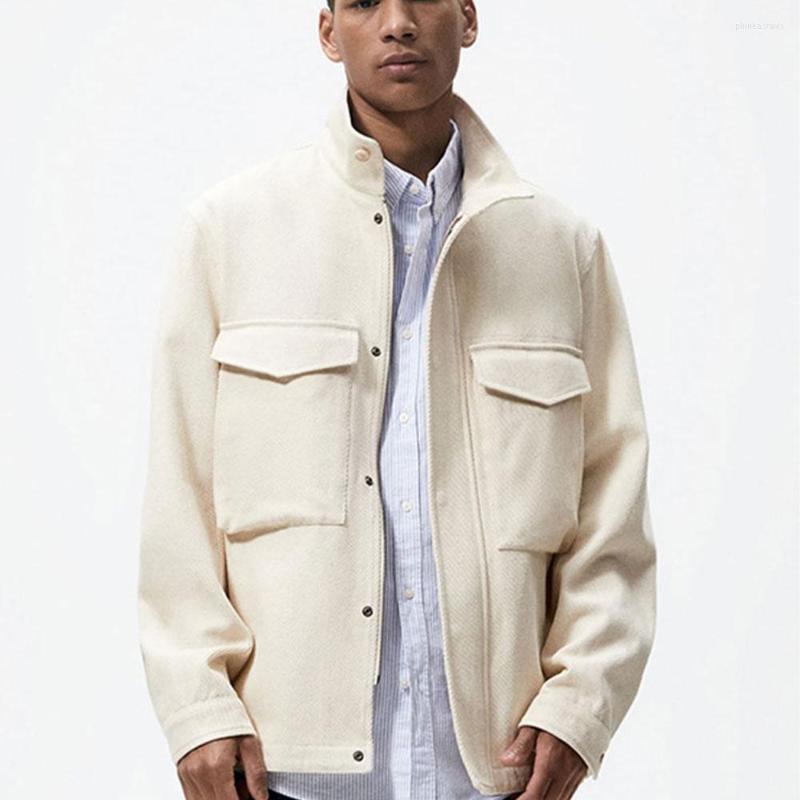 

Men' Jackets Counter Quality 2022 Autumn Men' Casual Handsome Stand Collar Pockets All-match Long-sleeved, Beige