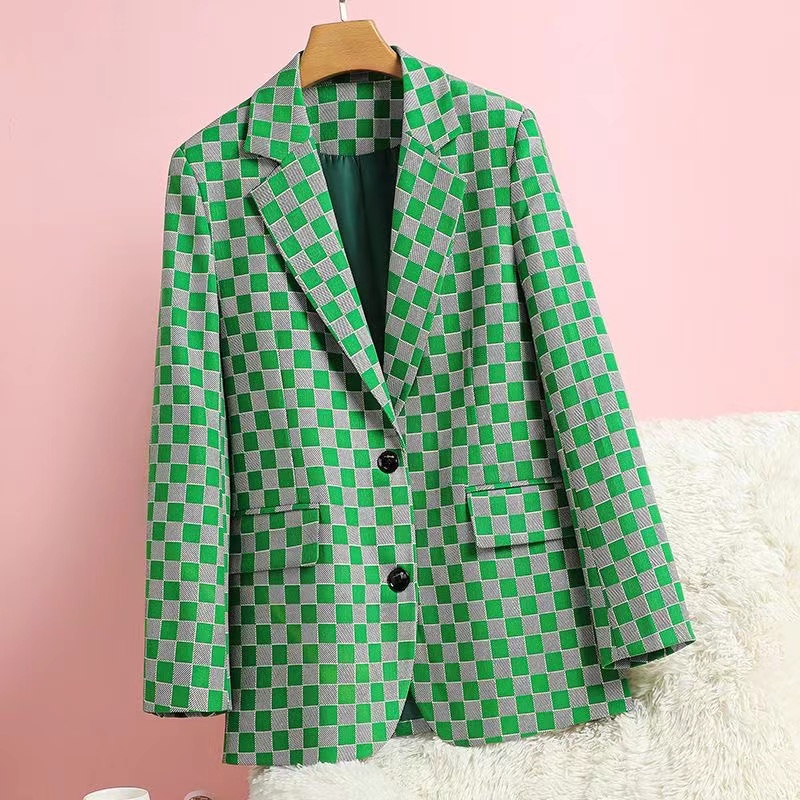 

women suit designer clothes blazer Checkerboard grid series spring new released tops E8JBID, Black