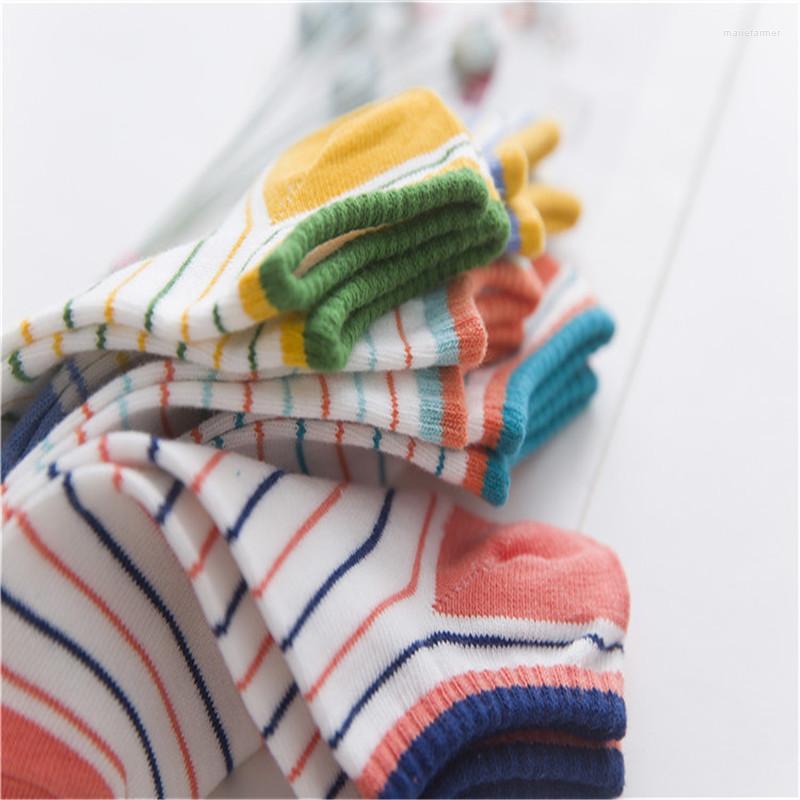 

Women Socks ZDL-192 Classical Stripeds Art Funny Cotton Stripe Warm Multicolor 5 Pairs, Multi