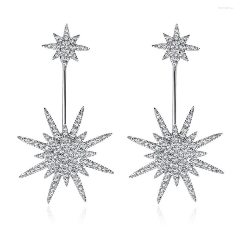 

Dangle Earrings Clear Cubic Zirconia Stones Fashion Asymmetric Star Drop Earring For Women Trendy Jewellery Gift Bijoux