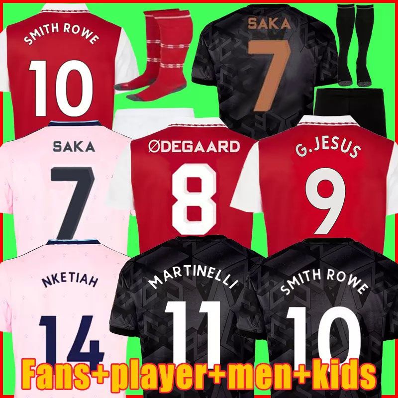 

SAKA G. JESUS ODEGAARD Soccer Jersey Fans Player Version 22 23 Gunners MARTINELLI SMITH ROWE THOMAS NKETIAH TIERNEY 2022 2023 Football Shirt Men Women Kids Sets Kit, 14