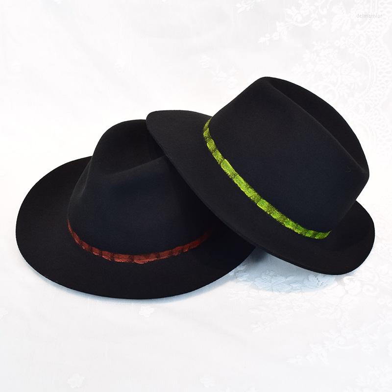 

Berets LongBaiLi Winter Unisex Wool Felt Fedora Hat For Women Chapeau Panama Hats SDDW022, Army green