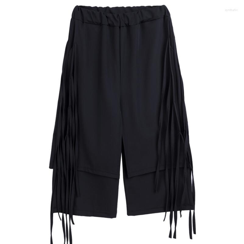 

Men's Pants Spring And Autumn Men's Fashion Personalized Custom Versatile Loose Nine-point Wide Leg 27-44, Black