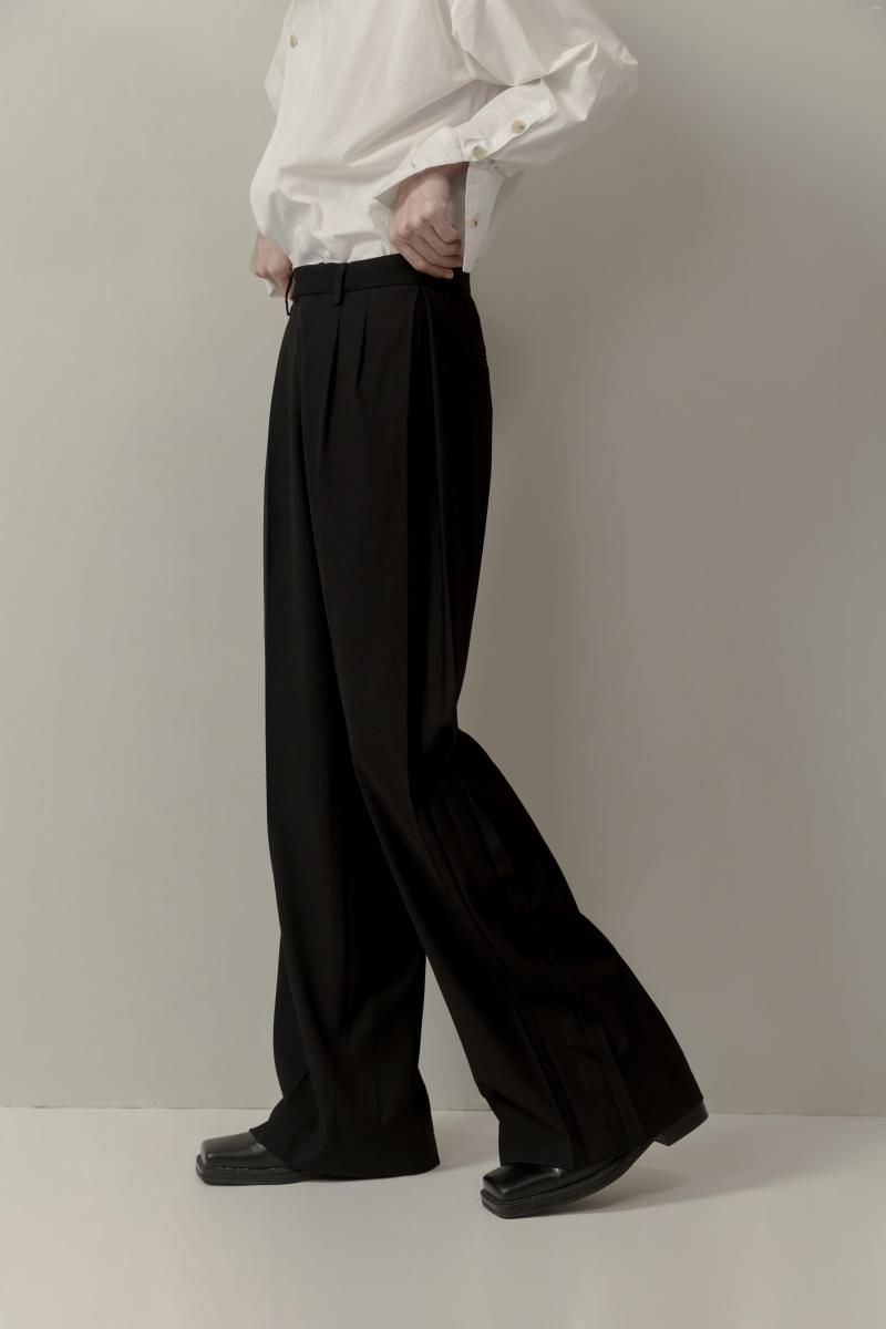 

Men's Pants 2022 Men Women's Clothing Hair Stylist CatwalkSimple Side Pleating Casual Wide Leg Plus Size Singer Costumes, Black