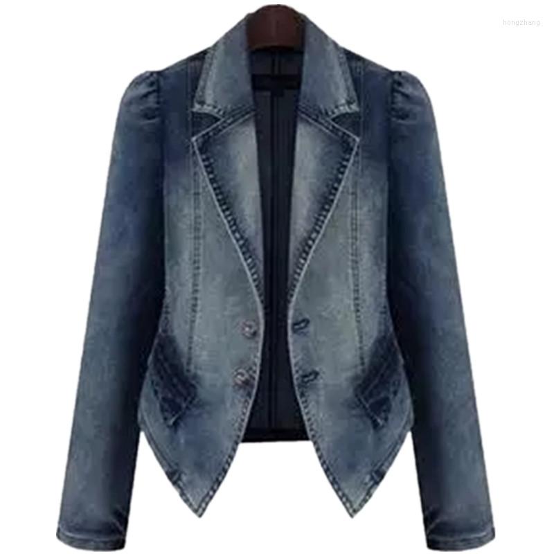 

Women's Suits Denim Blazer Femme Spring Large Size 4Xl 5xl Jeans Jacket Coat Long-sleeved Jaquetas Casaco Feminino, Picture shown