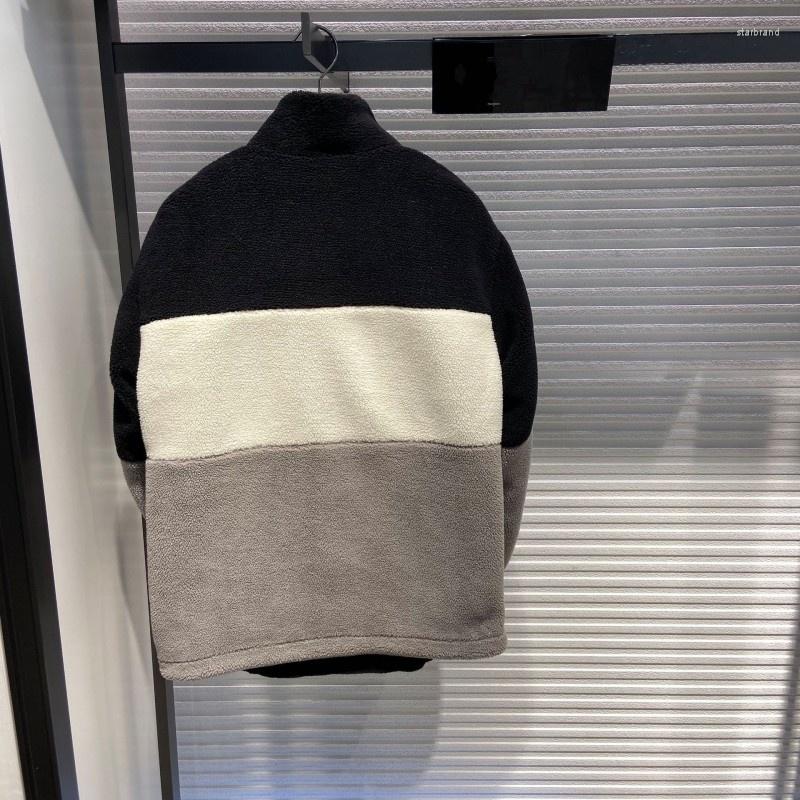 

Men' Jackets Winter 2022 Casual Mens O-Neck Zippers Mixed Colors Loose Korean Vintage Pockets Male Fashion Warm Outerwear, Gray