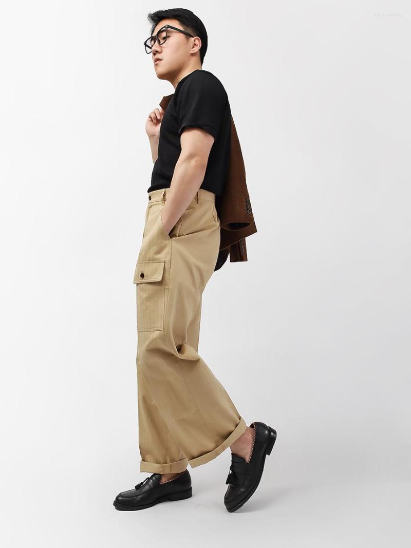 

Men's Pants Retro Heavyweight Multi Pocket P44 Tooling Military World War II Navy Improved Straight Tube Loose Casual Wide Leg, Black