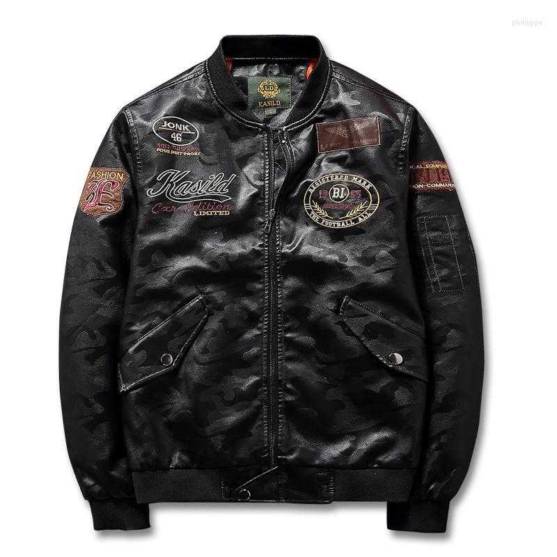

Men' Jackets Men' Autumn High Quality Casual PU Embroidered Badge Design Slim Leather Coat Trend All-match Zipper Long Sleeve, Black