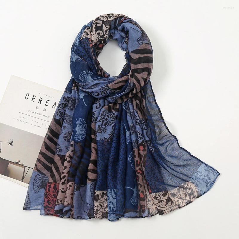 

Scarves 180X85CM Women Thin Viscose Cotton Shawl Wrap Bali Yarn Print Retro Hijab Fashion Cashew Stitching Warm Ethnic Headscarf