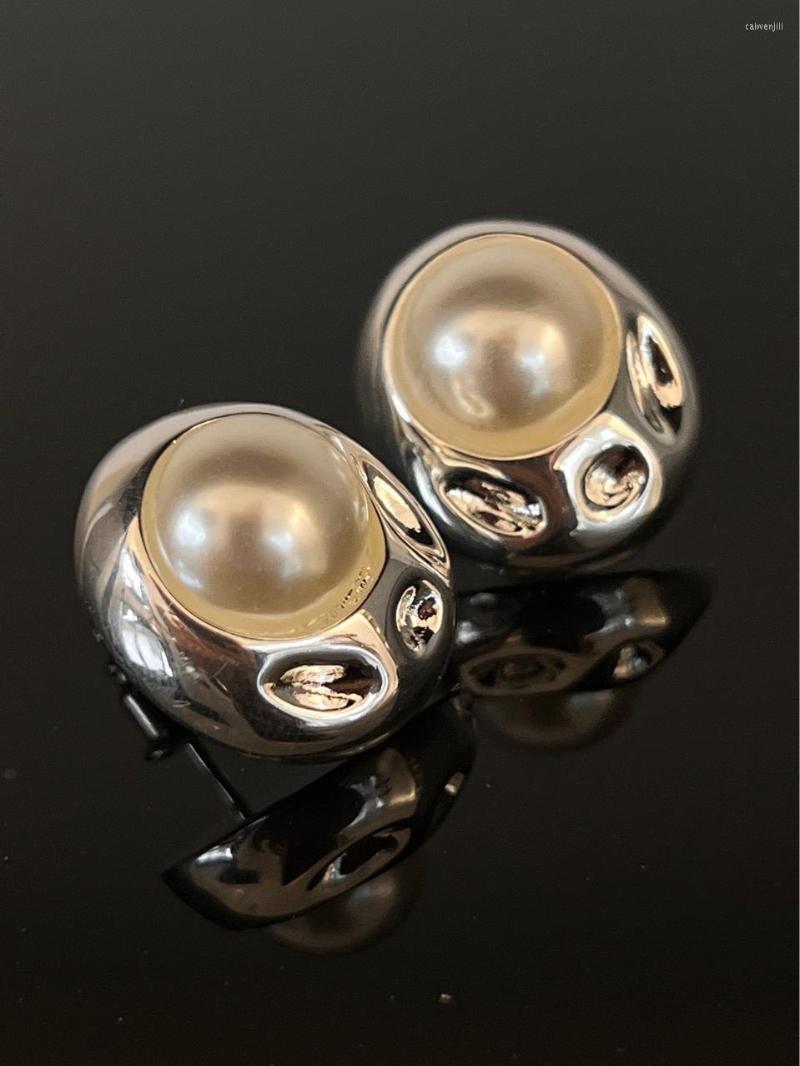 

Dangle Earrings LONDANY Bead Bright Silver Concave-convex Oval Women