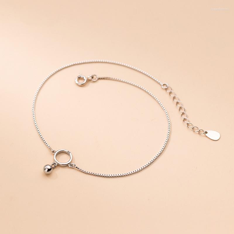 

Anklets 925 Silver Ankle Geometry Round Beads Box Chain On The Leg Decoration Foot Bracelet Women Jewelry Fashion Gift