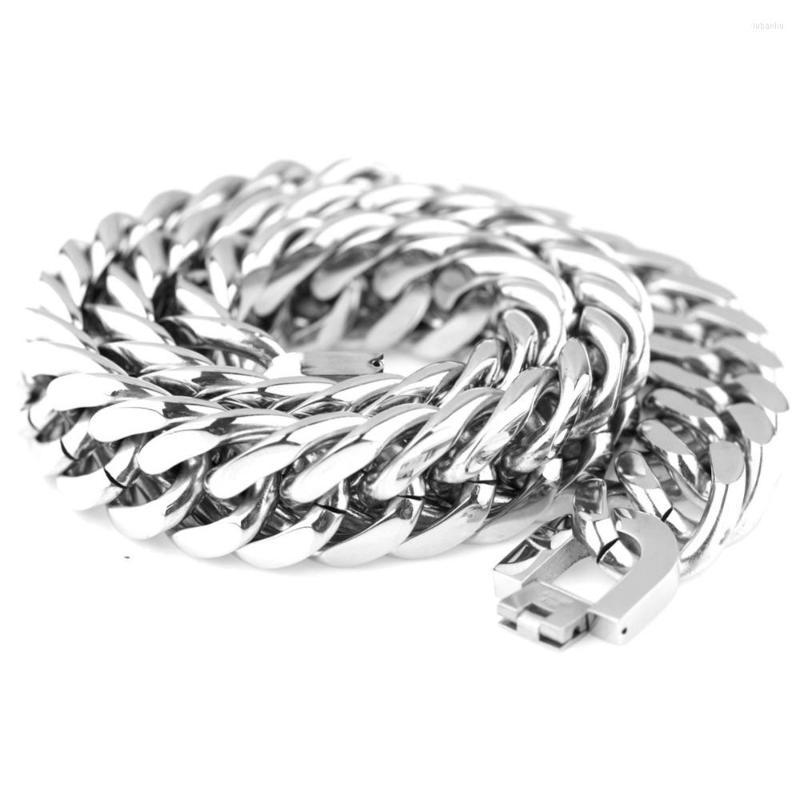

Chains Fashion Men's Jewelry Silver Stainless Steel Huge Bling Cuban Curb Necklace Chain 12mm 18"-30" Good Gift