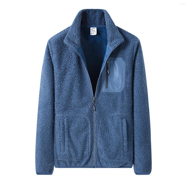 

Men's Jackets Men's Spring And Winter Coats Jacket Solid Color Long-Sleeved Stand-Collar Coat Zipper H Soft, Dark blue