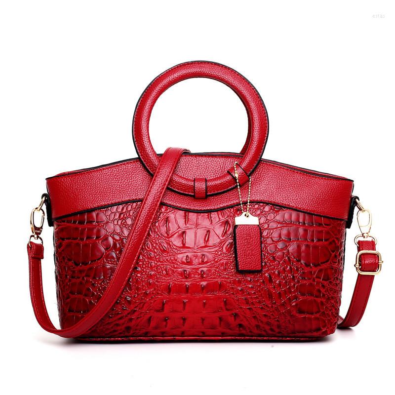 

Evening Bags Women Luxury Handbags Designer Crossbody Female Crocodile Leather Handbag Ladies Shoulder Bag Tote Retro, Brown