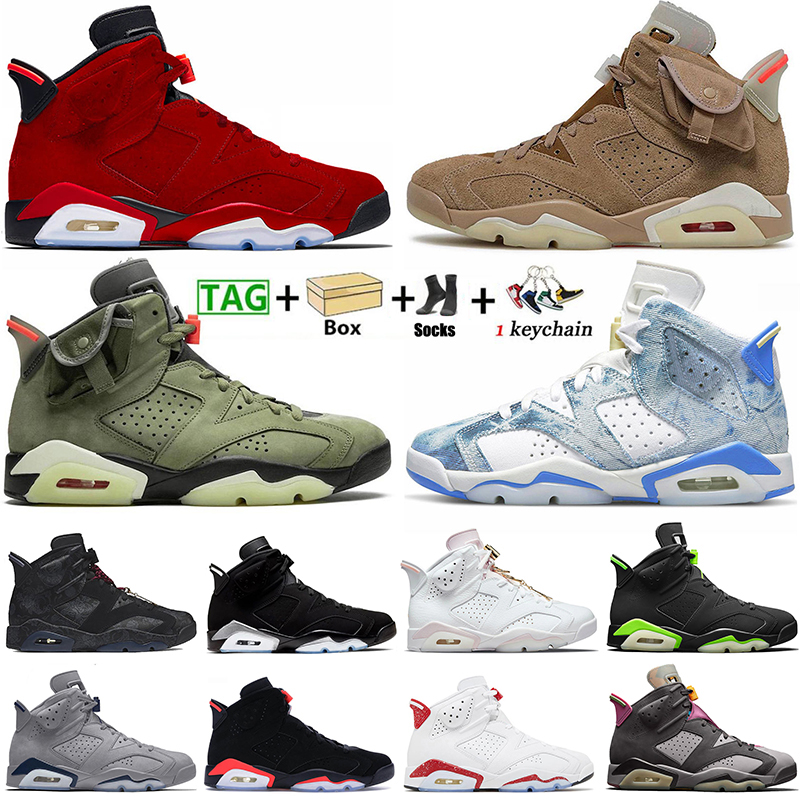 

Box With Jumpman 6 UNC Basketball Shoes Jordens 6s Mens Women Toro Red Oreo Travis Scotts Black Infrared Washed Denim Electric Green Jorda, A1 40-47 toro