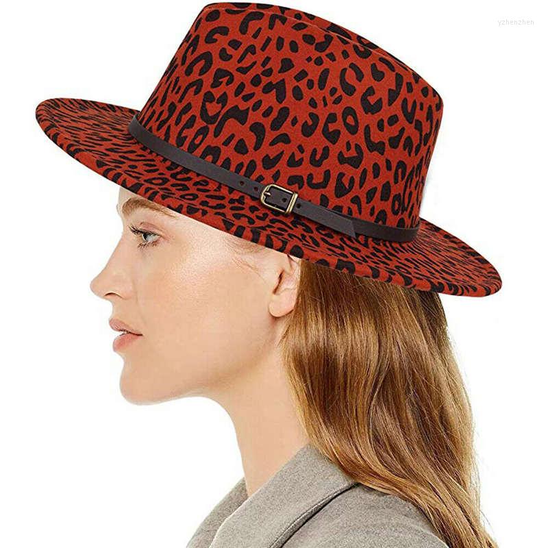 

Berets Fedora Hat Women Imitation Woolen Winter Leapord Felt Hats Fashion Jazz, A3
