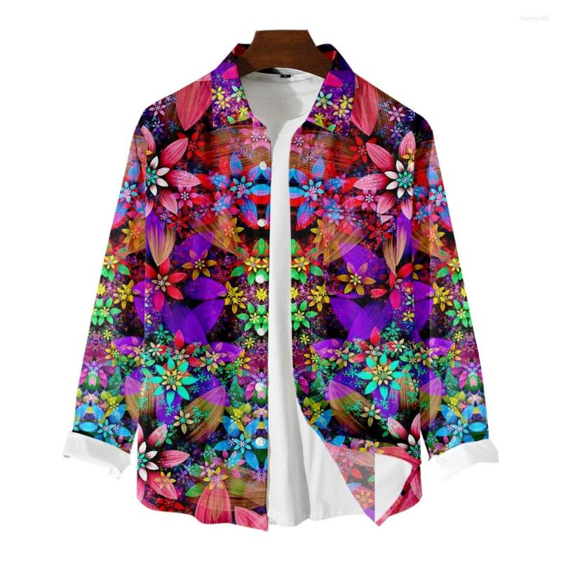 

Men's Casual Shirts Men's Shirt Chest Pocket Long-sleeved Retro Multicolored Floral Stitching Printing Elegant Personality Trend Coat, B036