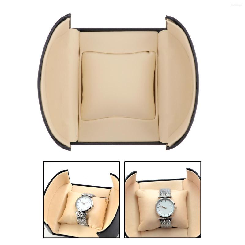 

Watch Boxes Men Retro Luxury Single Slot Travel Case Soft Interior Cushioned Jewelry Gift For Wristwatch