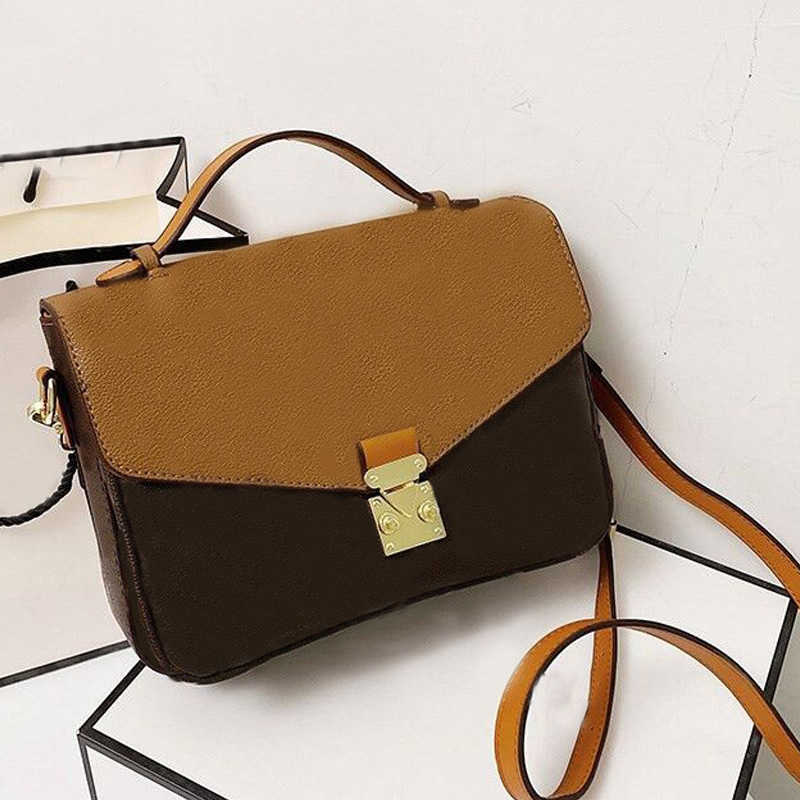 

New Women Designer Crossbody Bag leather Handbag Letter Embossing Handbags metal button tote Shoulder Bags Designers Purse envelope walle, Brown.