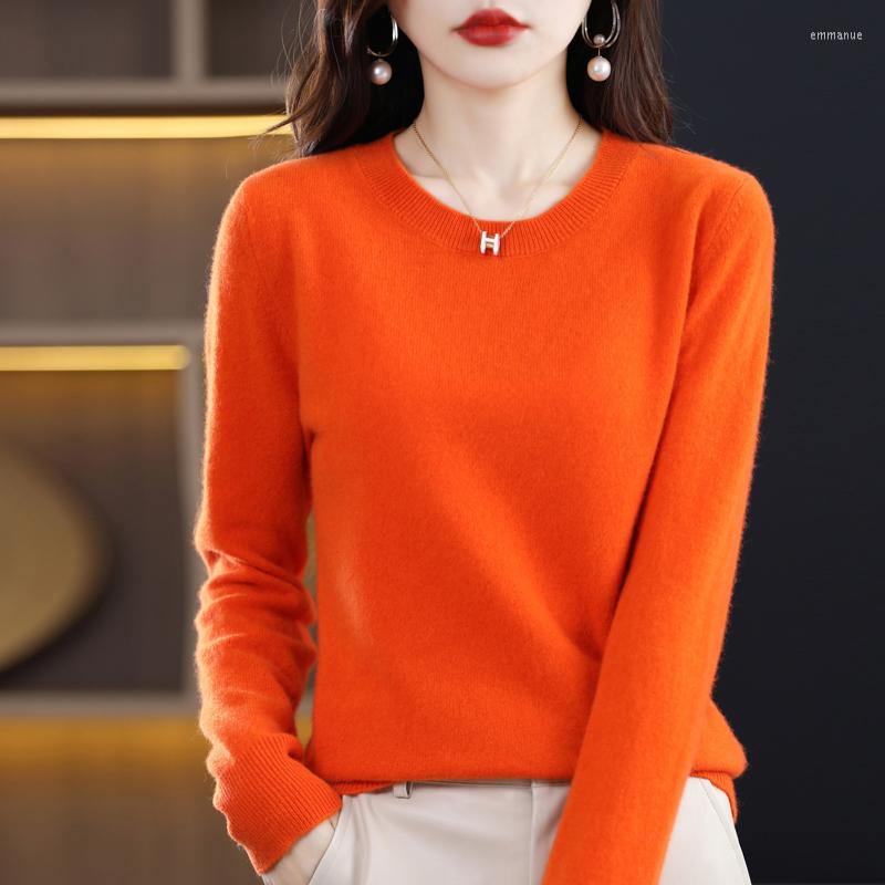 

Women's Sweaters RONGYI Pure Wool Cashmere Sweater Women O Neck Pullover Autumn Winter Jacket Solid Color Fashion Casual Knit Top, Mustard yellow