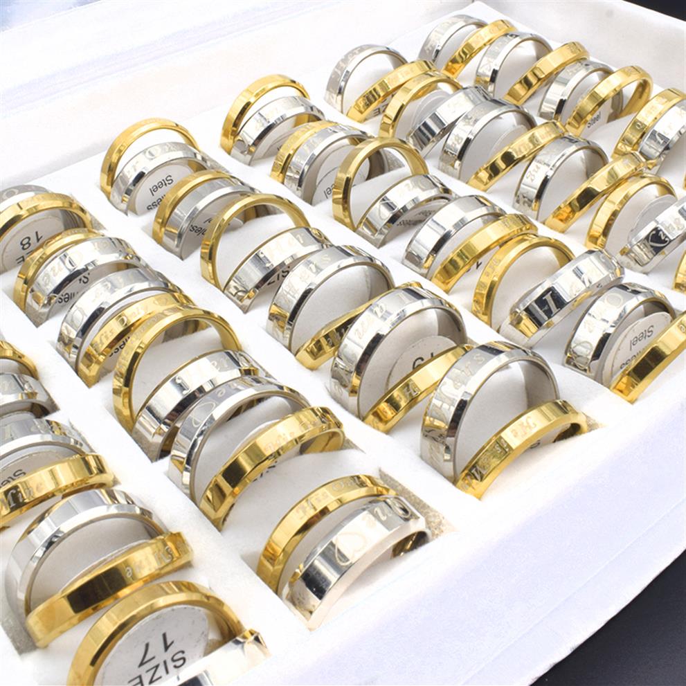 

Fashion 12 Pairs lot Mix Couple Rings for Women Men Vintage Gold Silver Color Stainless Steel Gothic Wedding Letter Rings Set Jewe188e