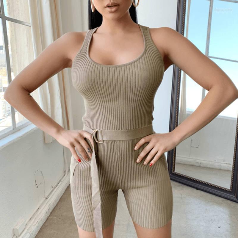 

Women' Jumpsuits Women' & Rompers 2022 Summer Ribbed Workout Active Wear Bodycon Women Sleeveless Solid Playsuits, A1