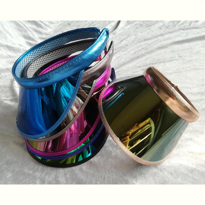 

Berets 2022 Summer Anti-UV Women Men Sun Visor Candy Color Transparent Empty Top Plastic PVC Sunshade Hat Caps Bicycle, 006