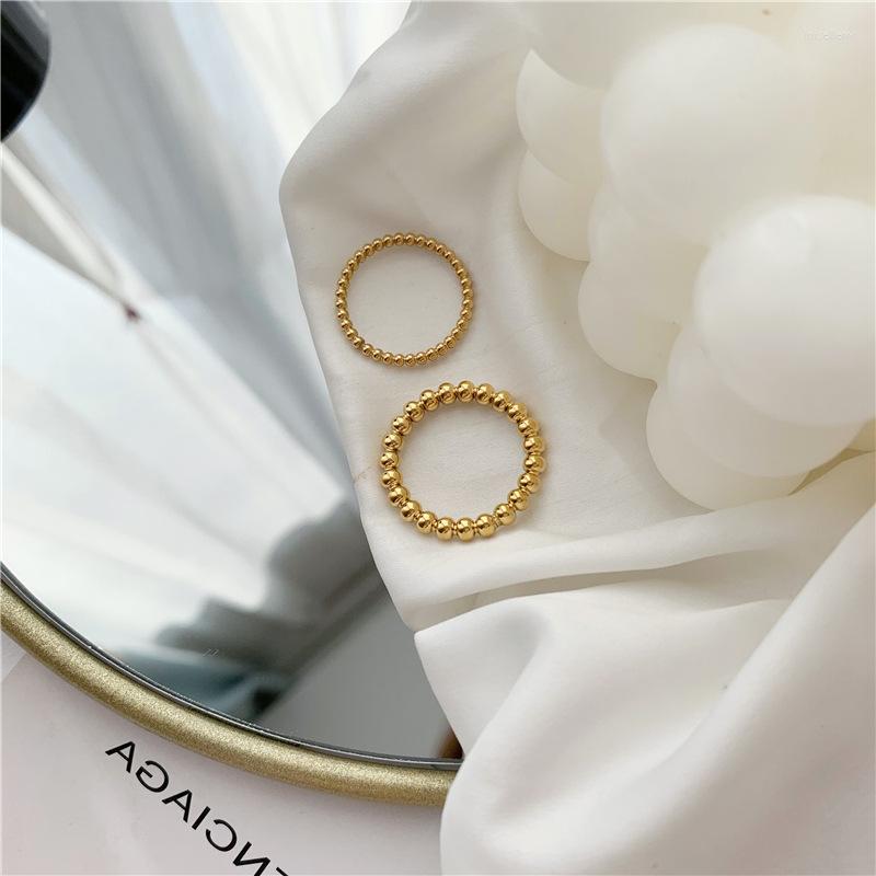 

Wedding Rings YUN RUO Solid Small Round Bead Ring Titanium Steel 18 K Gold Tail Female European And American Ins Top Quality Never Fade