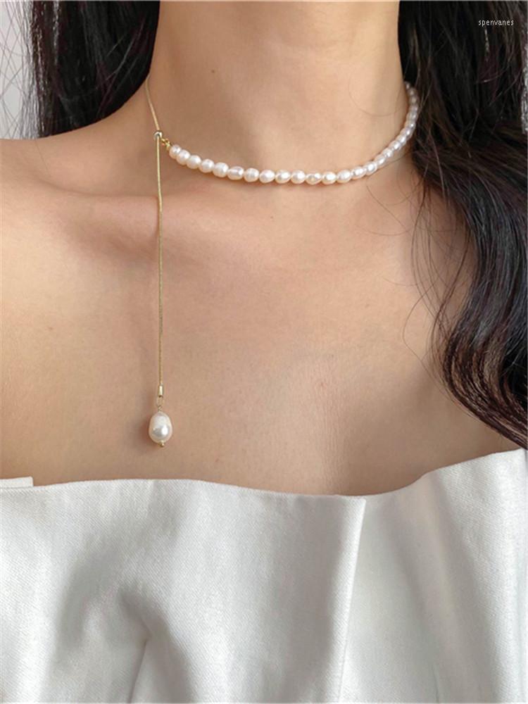 

Chains YANGLIUJIA Baroque Freshwater Pearl Can Be Adjusted Necklace Fashionable Sweet Elegant Chain Of Clavicle Ms Wedding Accessories
