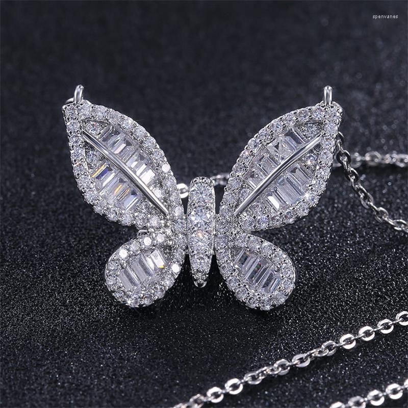 

Chains WUKALO 2022 Trendy Silver Color CZ Stone Butterfly Pendant Necklaces For Women Jewelry