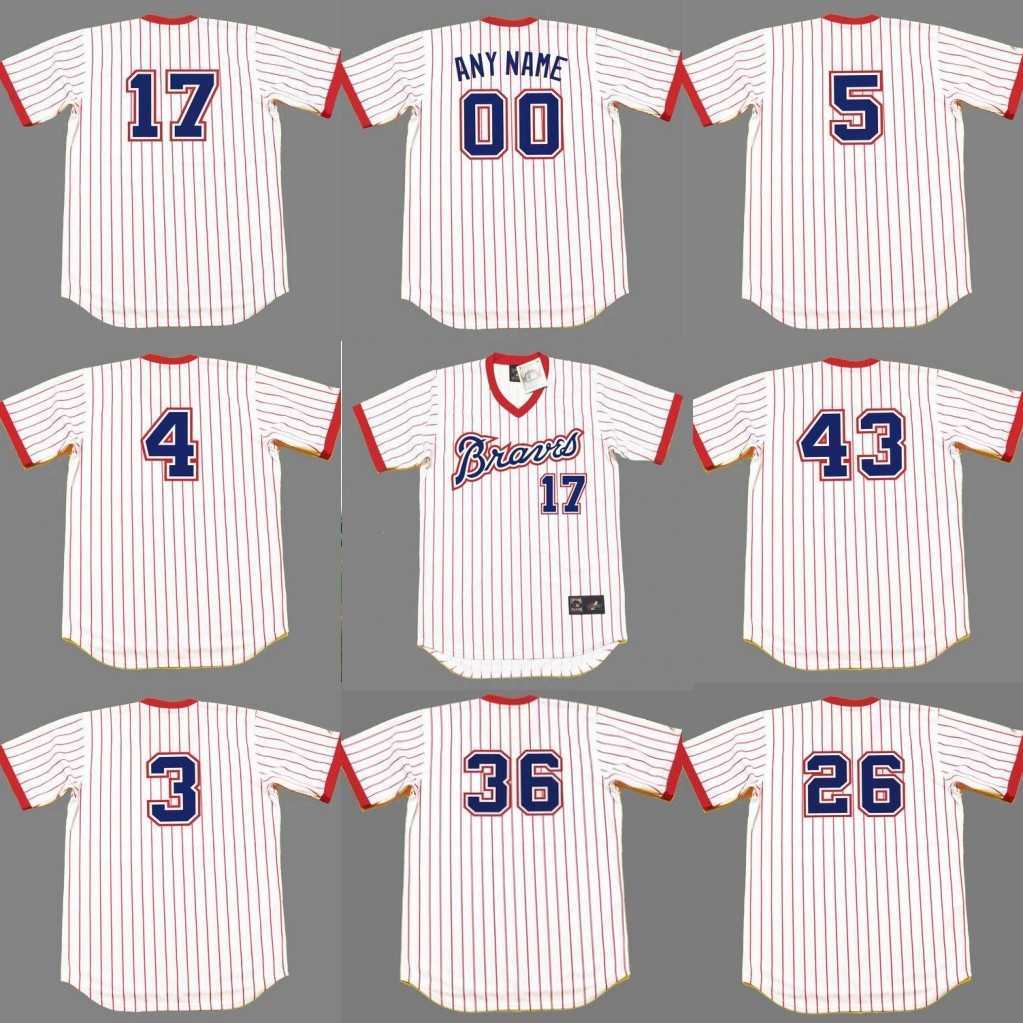 

Atlanta 3 DALE MURPHY 4 BIFF POCOROBA 5 BOB HORNER 43 CITO GASTON 36 GARY MATTHEWS 26 GENE GARBER 17 GLENN HUBBARD 35 PHIL NIEKRO jersey