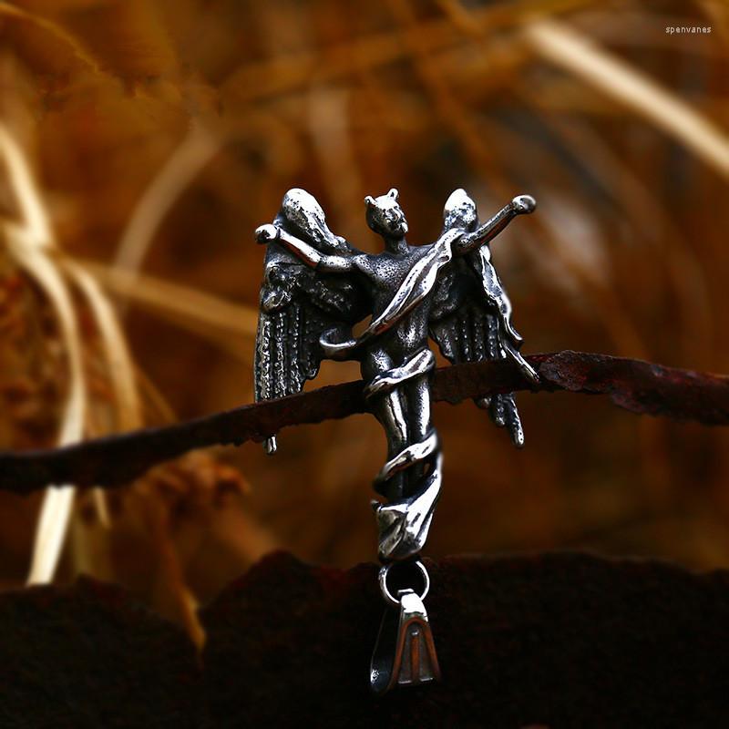 

Chains Stainless Steel Satan's Fallen Angel Lucifer Man Men Necklaces Chain Pendants Punk Rock Unique For Male Boy Fashion Jewelry Gift