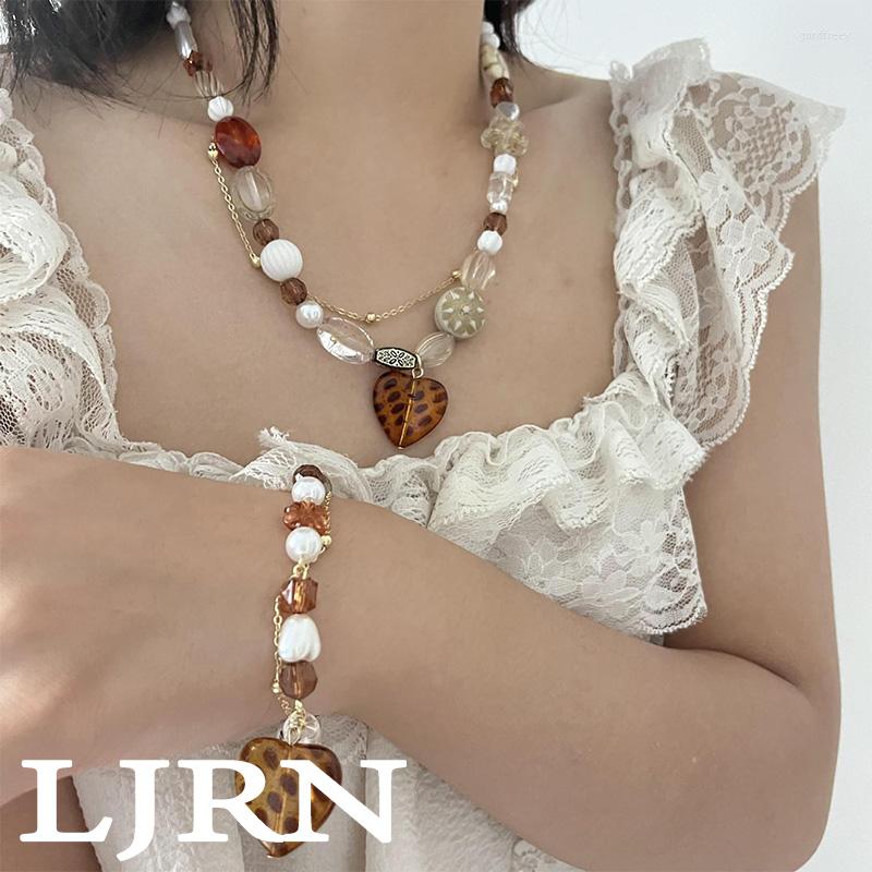 

Choker 2022 Beaded Necklace Heart Pearl Pendant Vintage Retro Irregular Stone Metal Chain Bracelet For Women Jewelry Party