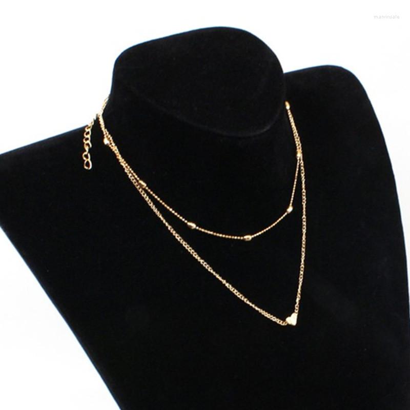 

Choker 2022 Simple Trendy Gold Color Love Heart Necklace For Women Multi Layer Beads Chocker Necklaces Collar Jewelry Gifts