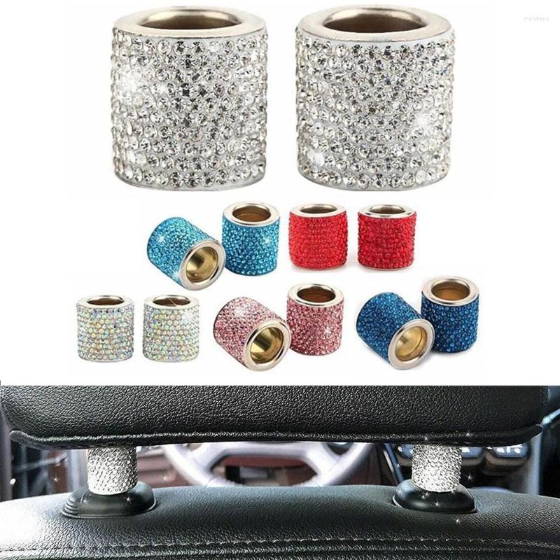 

Interior Decorations 4pcs Universal Headrest Collar Bling Rhinestone Sparkling Crystal Car Seat Decoration Styling Decor
