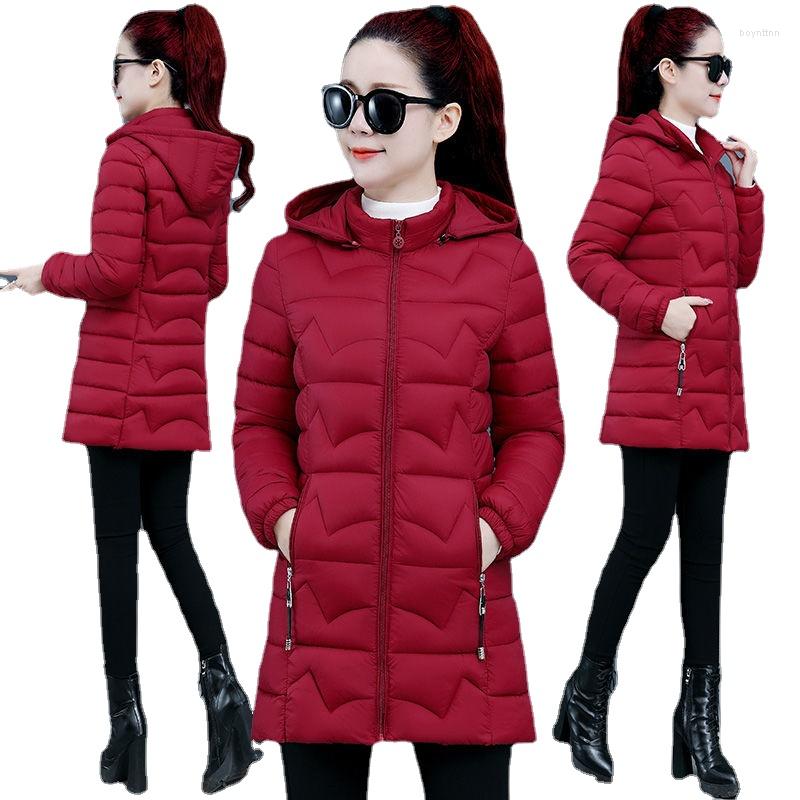 

Women's Down Women Long Hodded Padded Coat Plus Size 6XL Middle Age Mother Parka Overcoat Cotton Female Winter Parkas Jacket, Black