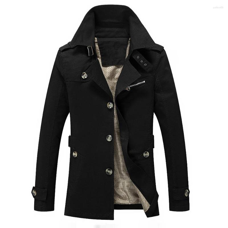 

Men's Jackets Jacket Men Causal Cotton Windbreaker Long Mens Military Outwear Flight Plus Size 5XL Men's Trench Pocket Coats, Black