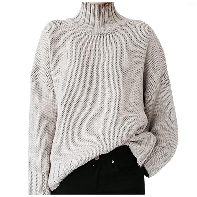 

Women' Sweaters 2022 Womens Pure Color Turtleneck Ladies Classic Loose Pullover Long Sleeve Autumn Winter Knitted Sweater Top Sueters De, Green