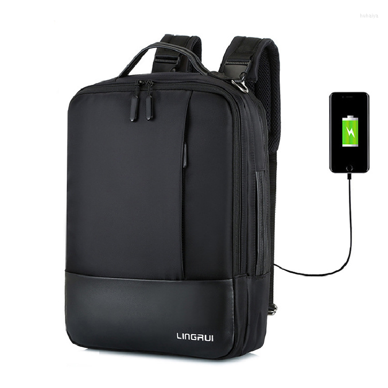 

Backpack Multifunctional Business Laptop USB Charge Port Mochila Travel Bag Waterproof Schoolbag Luggage, Black