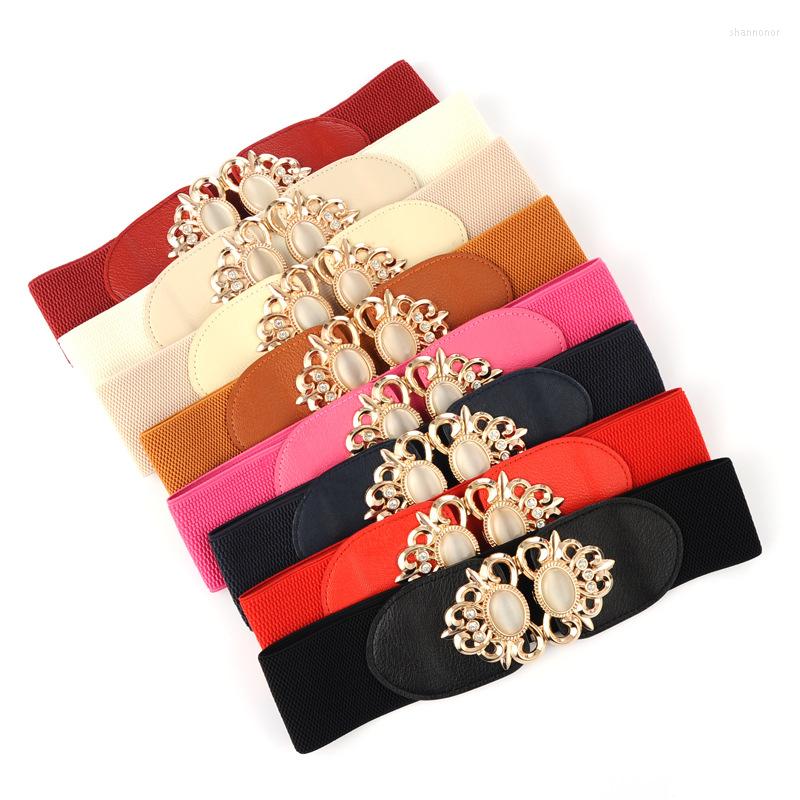 

Belts Gem-set Diamonds Belt Elastic Wide Waist For Women Ceinture Femme Stretch Cummerbunds Ladies Coat Cummerbund, White