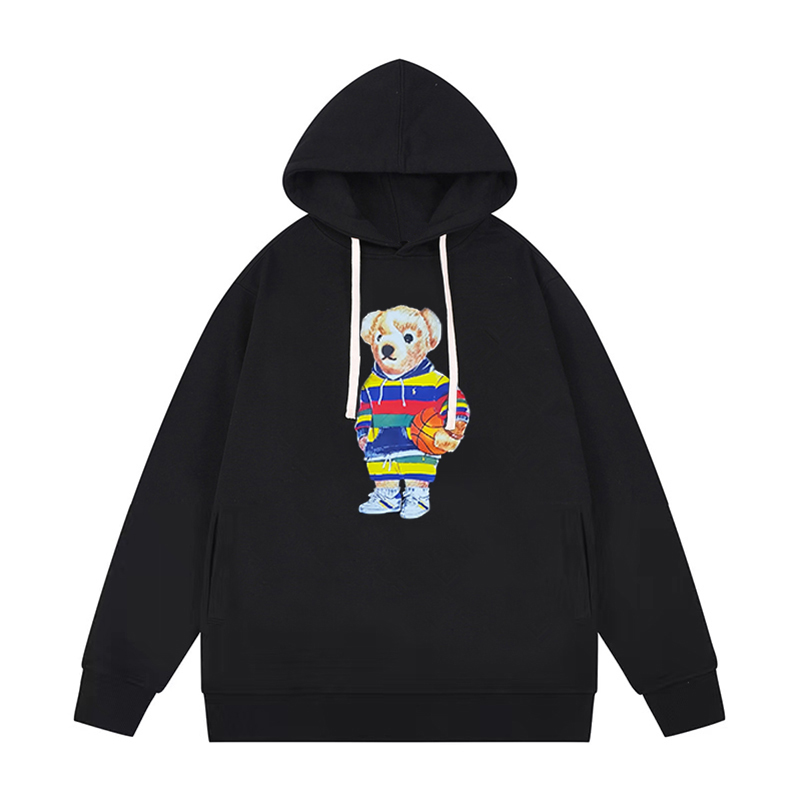 

hoodies Autumn winter European and American new fashion leisure big bear hooded long sleeve pure color hoodie, White