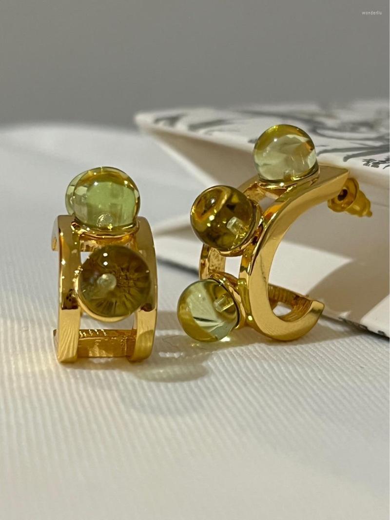 

Dangle Earrings LONDANY French Retro Court Style Green Glass Bead Fresh Minority Design