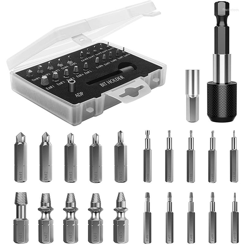 

Professional Hand Tool Sets Damaged Screw Extractor Set 22 PCS Stripped Kit HSS Broken Remover With Bit & Socket Adapter