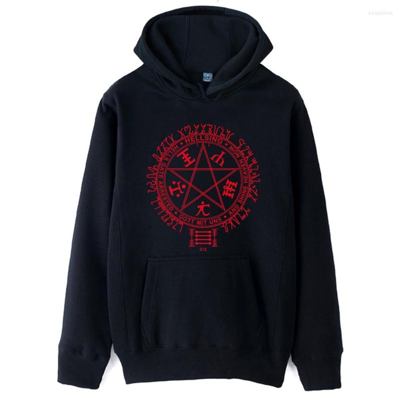 

Men's Hoodies Hellsing Star Pentagram Motto Organization Ultimate Alucard Transcendent Autumn Winter Fleece Man Boys ZIIART, Black