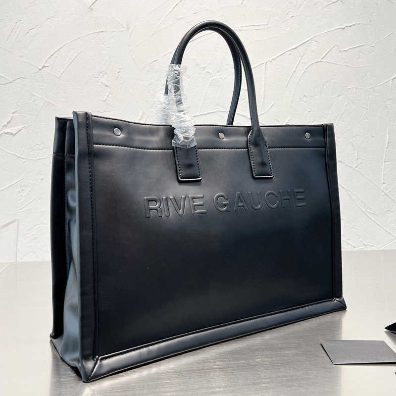 

Top Women handbags Rive Gauche Tote Real Leather shopping Bags Designer Woman high quality fashion letter Large Shoulder bags luxury, Black